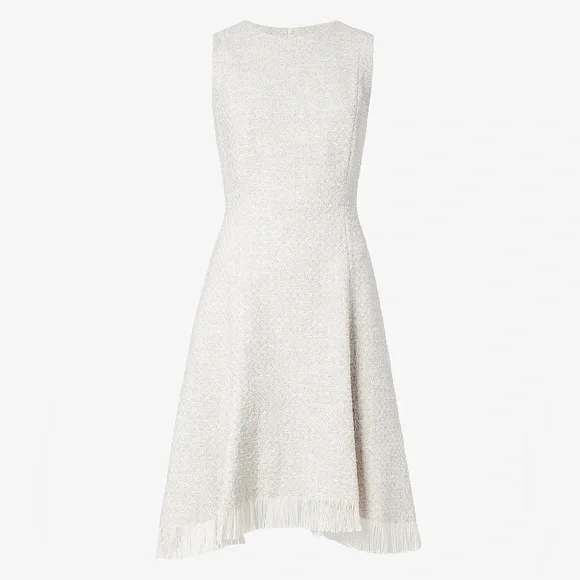 MM LAFLEUR LINDSAY COTTON TWEED SWING DRESS ELEGANT ROMANTIC CAREER Gray Ivory 6 - Picture 3 of 10